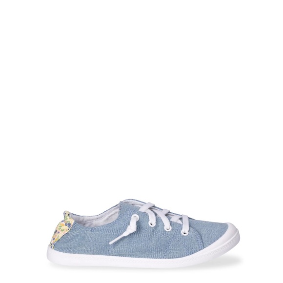 MEDIUM WIDTH Time and Tru Women's Scrunch Back Slip-On Sneaker - LIGHT BLUE - Picture 3 of 5